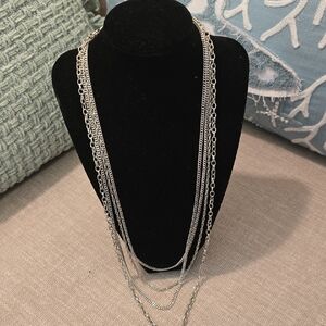 Elegant Silver Multi-Layer Necklace
